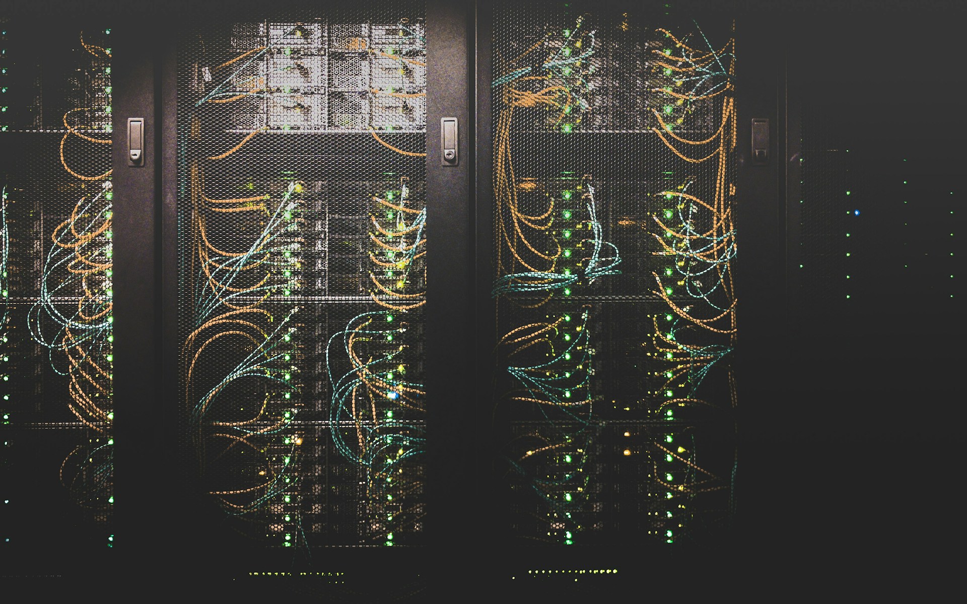 Server room with blue lighting for NIS2-compliant IT infrastructure
